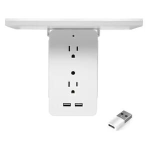 Sharper Image 6-Outlet 2 USB Ports & USB-C Adapter Cordless Wall-Outlet Extender